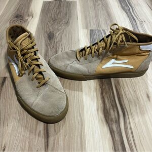 Lakai Flaco 2 Mid Men's Tan and White High-Top Skate Sneakers Size 13
